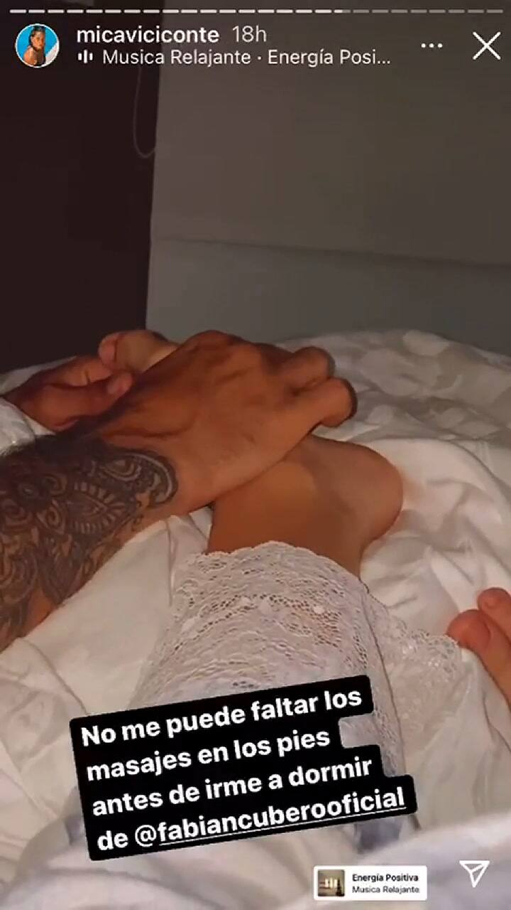 Mica Viciconte mostró el extraño ritual que hace con Fabián Cubero antes de ir a dormir