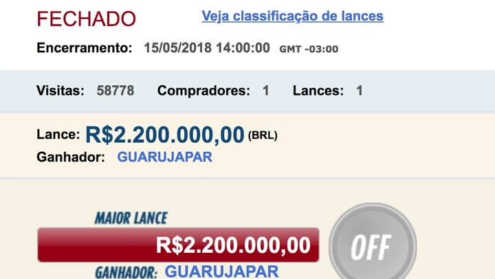 Triplex por el que Lula fue a prisión, vendido por USD 600.000 - Fuente: AFP