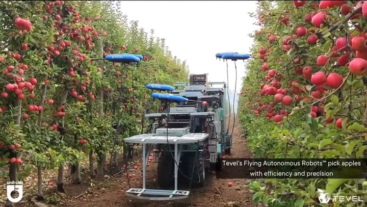 Drones que recolectan manzanas