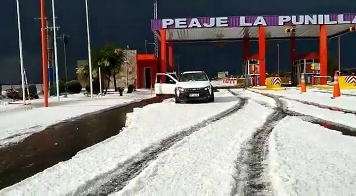 Fuerte granizo en La Punilla, San Luis