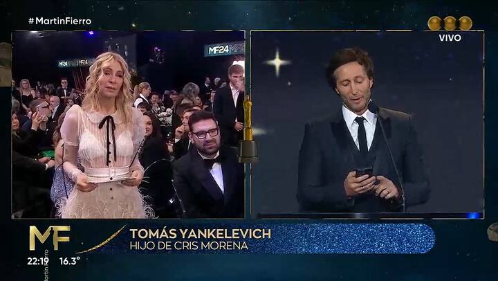 Cris Morena fue sorprendida por su hijo en los Martin Fierro