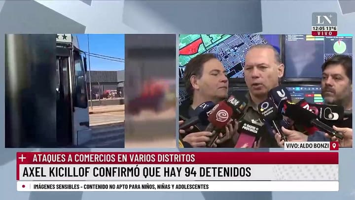 Sergio Berni aseguró que hubo más de 150 intentos de robo frustrados