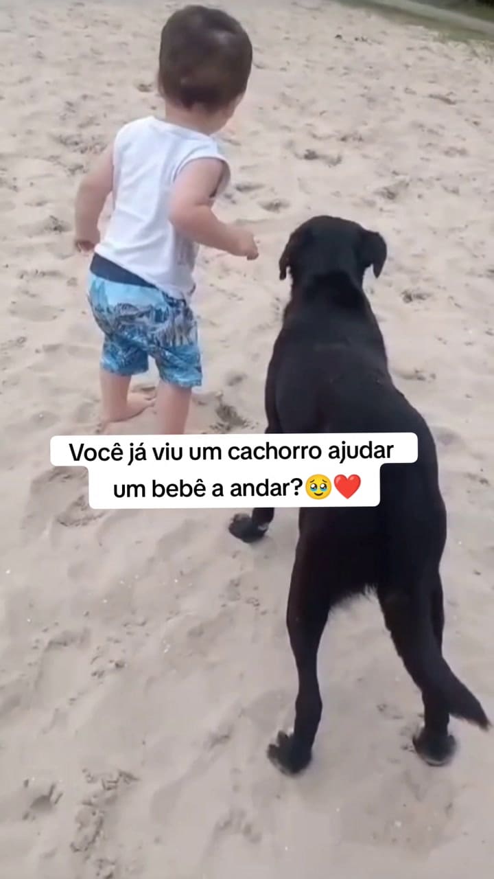 Samuel en la playa junto a su amigo fiel