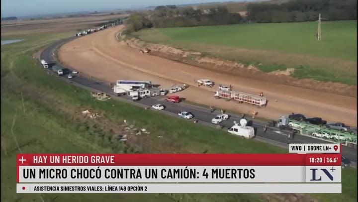 Choque fatal en Ruta 3: hay por lo menos 4 muertos y 15 heridos