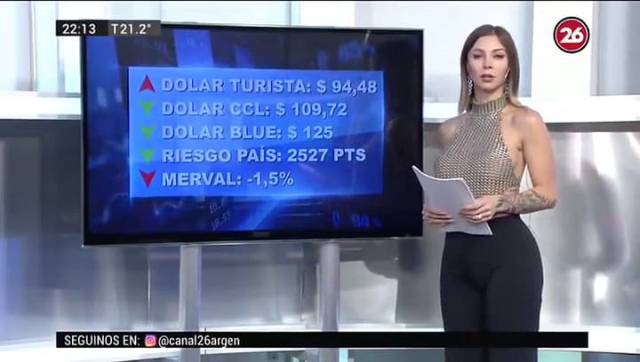 Romina Malaspina condujo en noticiero de canal 26 con un top trasparente
