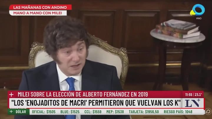 Milei apuntó contra “los enojaditos de Macri” y atacó al kirchnerismo