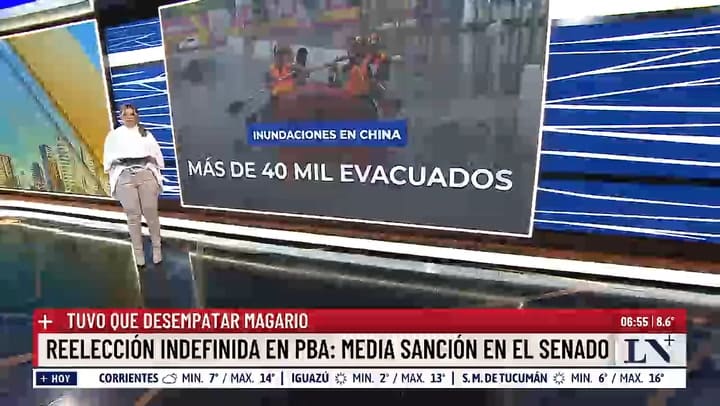 Inundaciones en China: mas de 40 mil evacuados y desbordes de rios