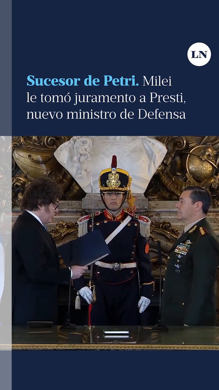 Juró Carlos Presti como ministro de Defensa, con el uniforme puesto y con Lamelas en primera fila