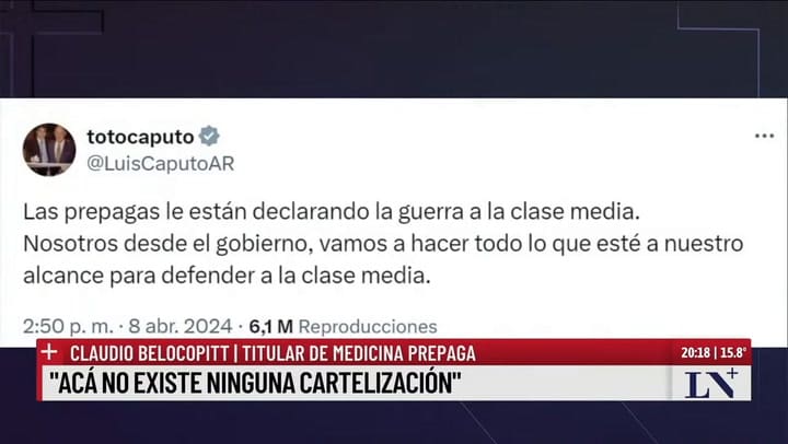 Claudio Belocopitt, Titular De Medicina Prepaga La Declaración De Caputo Fue Súper Agresiva