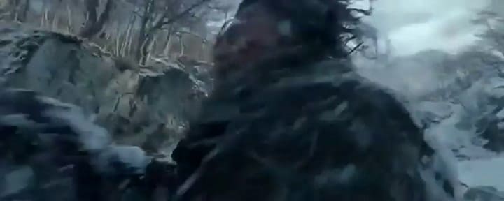 El Renacido, escena final a orillas del río Olivia, Ushuaia.