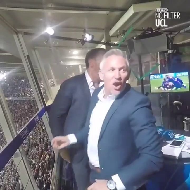 La reacción de Gary Lineker ante el gol de Messi - Fuente: BT Sport