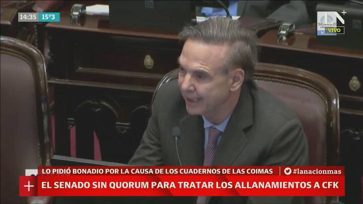 La palabra de Pichetto ante la falta de quórum para tratar los allanamientos a Cristina