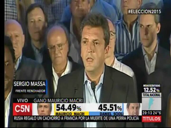 Elecciones 2015: Sergio Massa felicitó a Mauricio Macri por ser el 'próximo presidente'