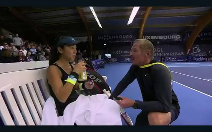 La falta de respeto del entrenador de Misaki Doi hablando sobre Julia Goerges. Fuente: Twitter