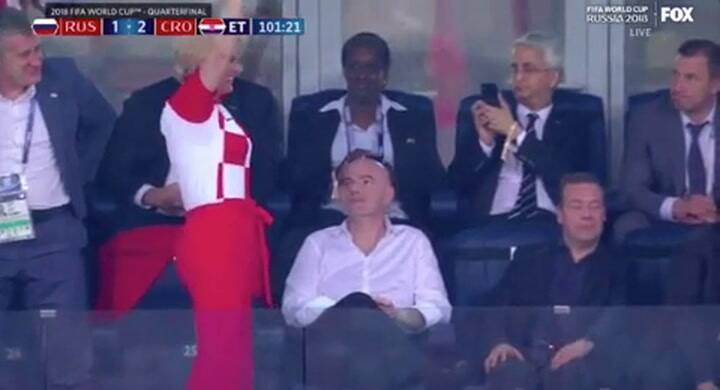 El festejo de la presidenta de Croacia durante el partido ante Rusia - Fuente: Twitter