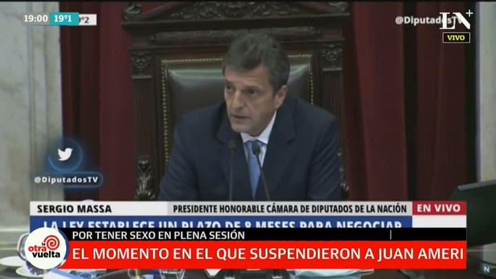 El momento en el que suspendieron al diputado Juan Ameri por tener sexo en plena sesión