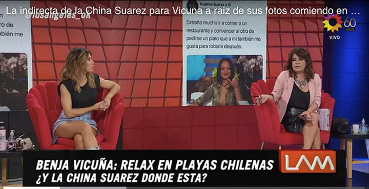 El palito de la China Suárez contra su pareja, Benjamín VIcuña