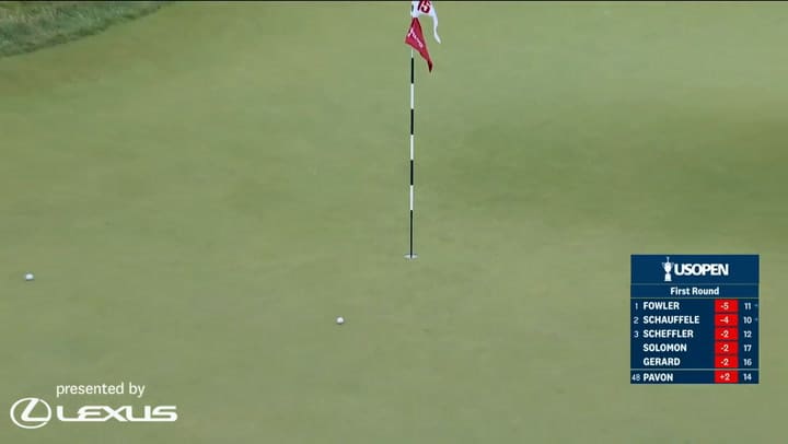 El hoyo en 1 de Matthieu Pavon en el 15