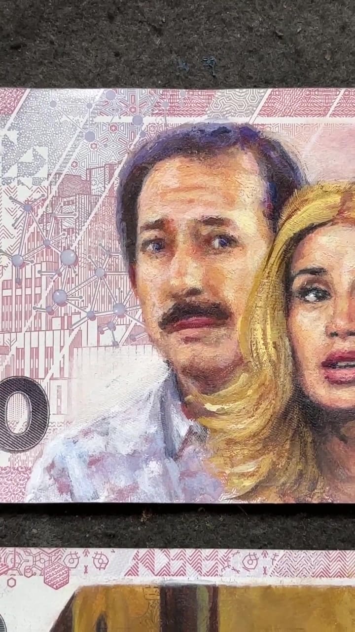 Un artista argentino se volvió viral al plasmar a la familia Argento en un billete de $2000