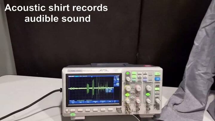 Una prueba de la tela que funciona como un micrófono creada en el MIT