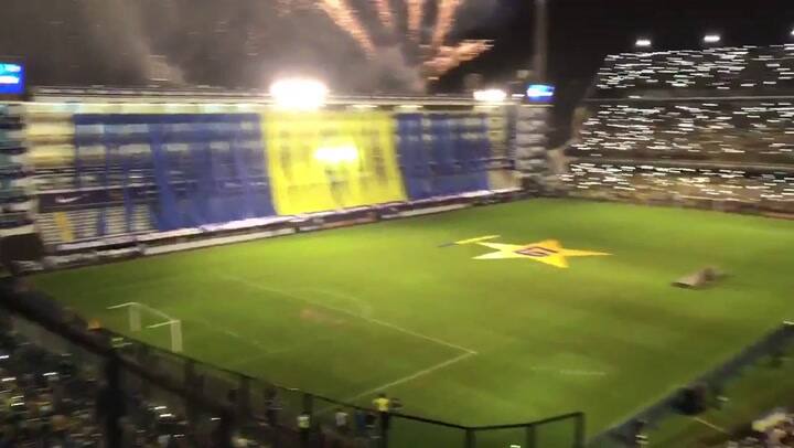 Fuegos artificiales por el título en la Bombonera - Fuente: Twitter