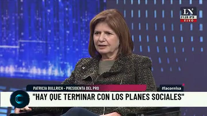 Bullrich: 'Hay que terminar con los planes sociales'