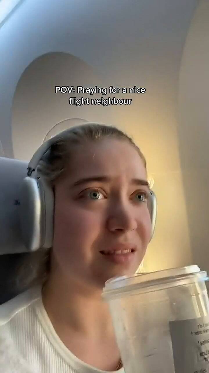 La tiktoker mostró a sus seguidores el momento que más teme durante un vuelo