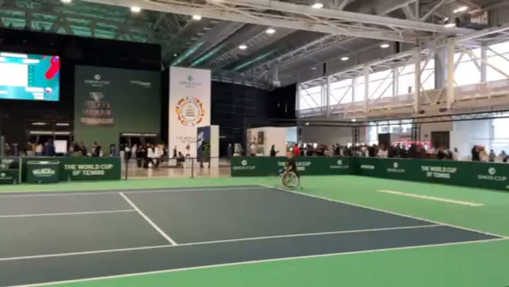 La zona comercial y de entretenimientos del BolognaFiere, la sede del Final 8 de la Copa Davis