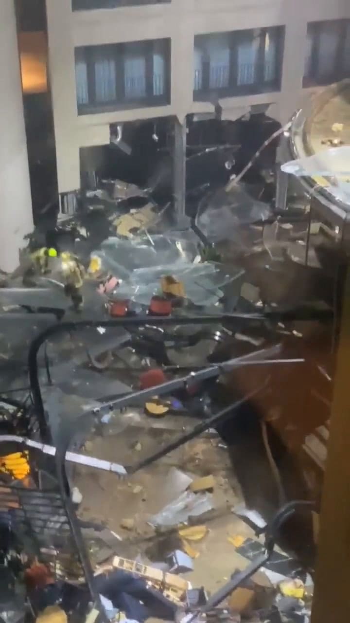 El hotel registró severos daños tras la explosión del acuario