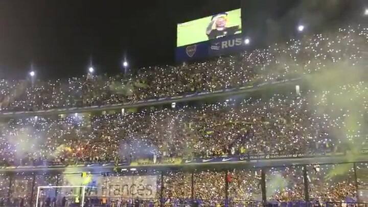 El recibimiento en la Bombonera al plantel campeón - Fuente: Twitter