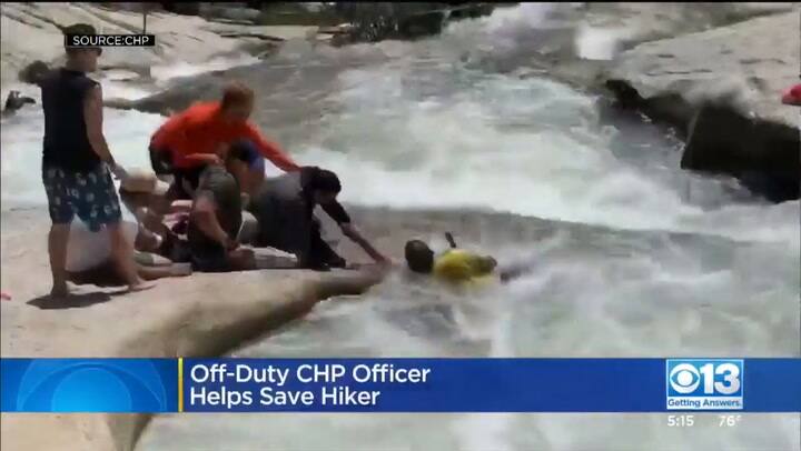 El tenso rescate de un joven atrapado en un remolino de aguas frías y rápidas - Fuente: CBS