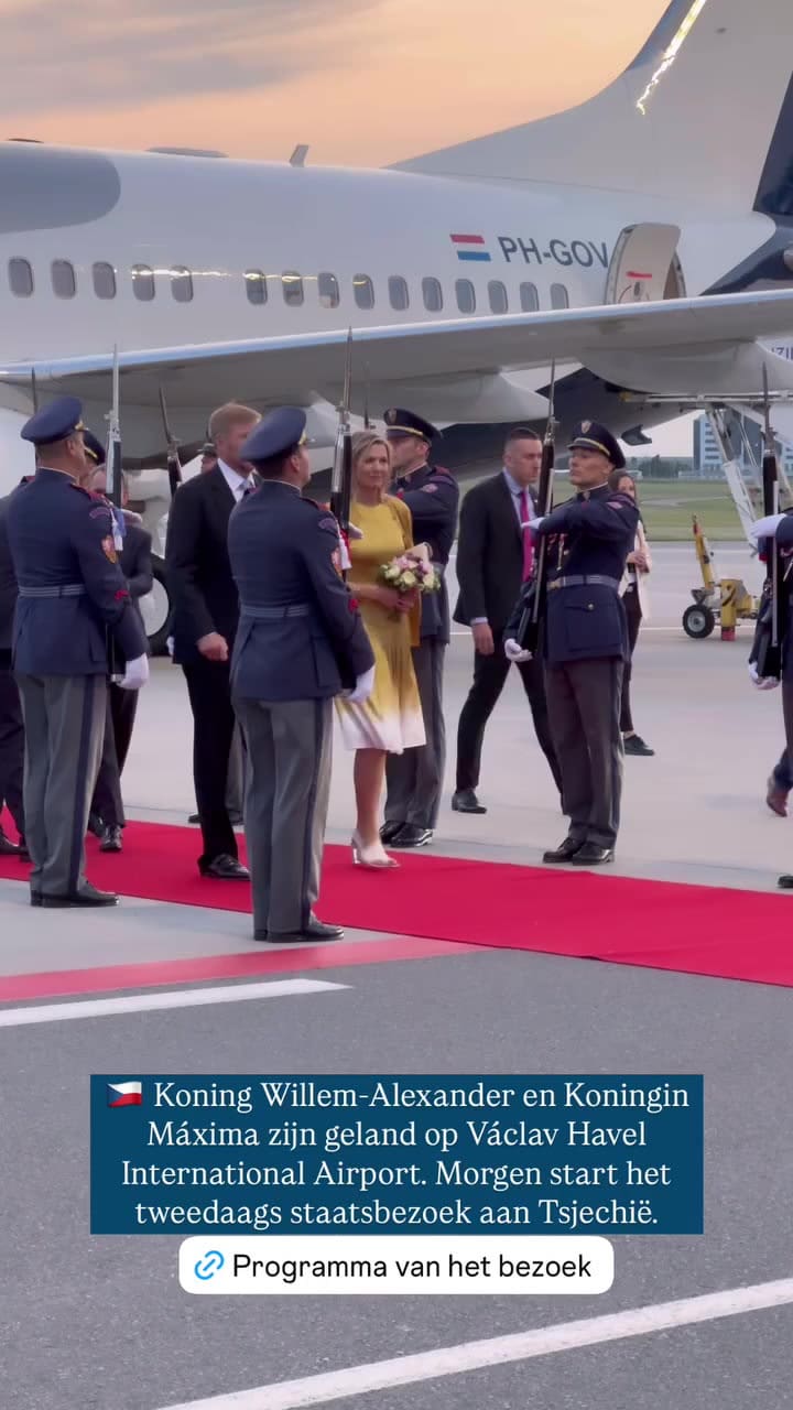 La reina Máxima y el rey Guillermo Alejandro aterrizaron en Praga