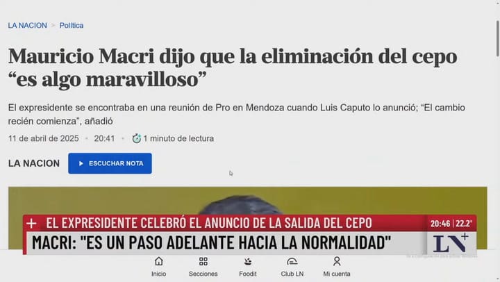El expresidente Macri celebró el anuncio de la salida del cepo: "Es maravilloso"