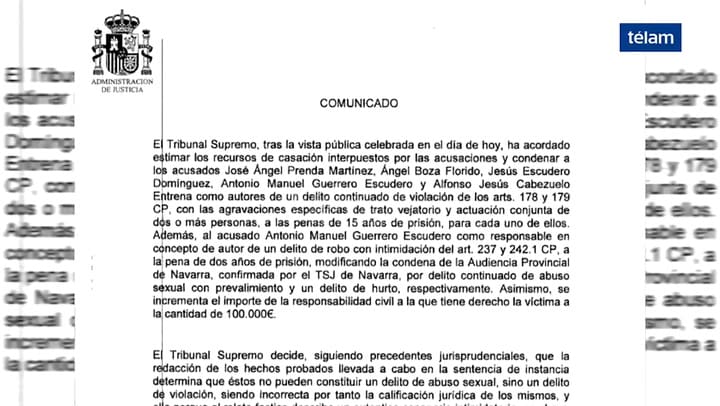 La policía nacional española detiene a los cinco miembros de la manada - Fuente: télam