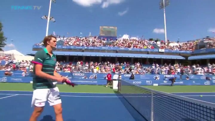 El festejo de Zverev tras ganarle a Tsisipas - Fuente: Tennis TV