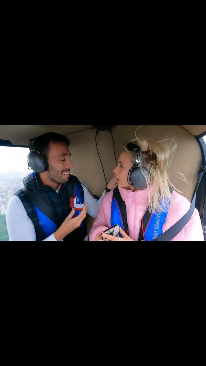 La propuesta de casamiento a Julieta Puente arriba de un helicóptero