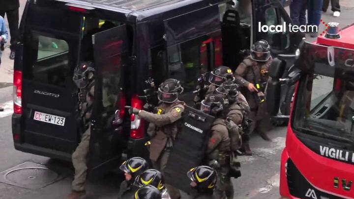 Espectacular robo en un banco en Nápoles. Crédito: @localteamit
