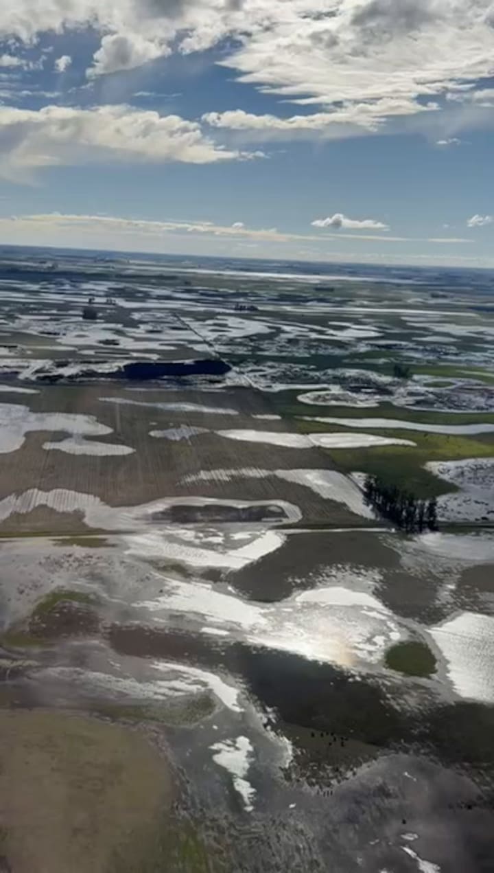 Campos bajo el agua en la zona de Bolívar