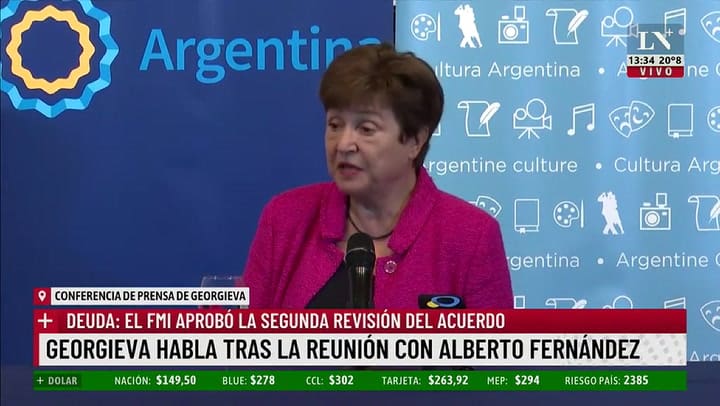 Kristalina Georgieva habló después de la reunión con Alberto Fernández