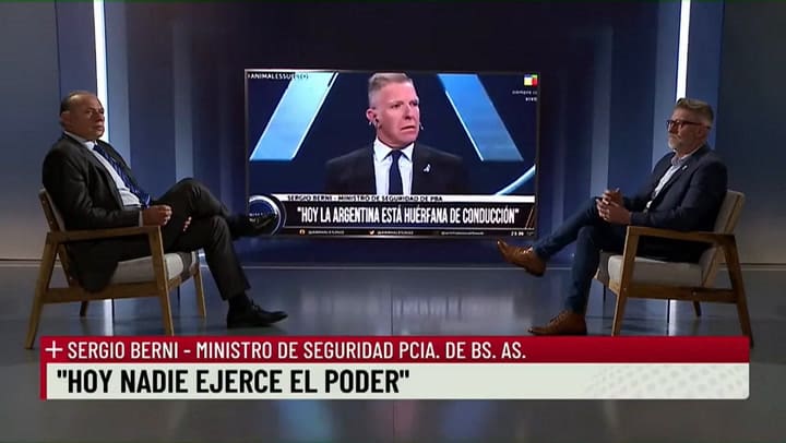 Sergio Berni con Luis Novaresio en +Entrevistas