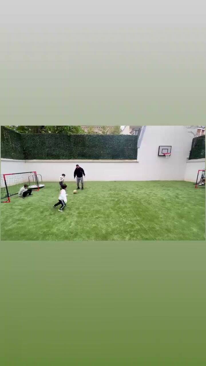 Antonela Roccuzzo compartió un video del Messi jugando con sus hijos