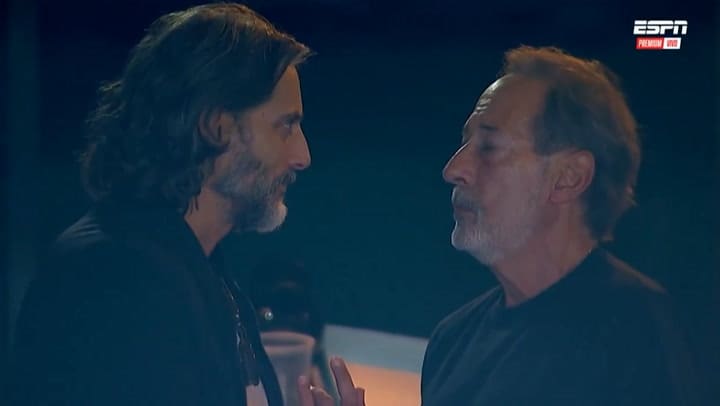 El encuentro entre Joaquín Furriel y Guillermo Francella en el encuentro de Racing y River