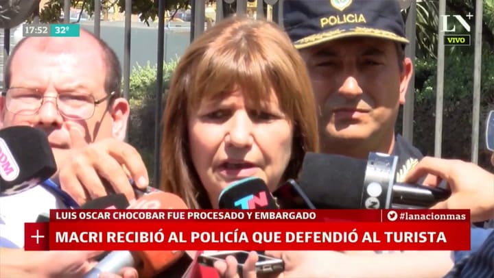 Patricia Bullrich: 'Ayudaremos a Chocobar con la defensa legal'