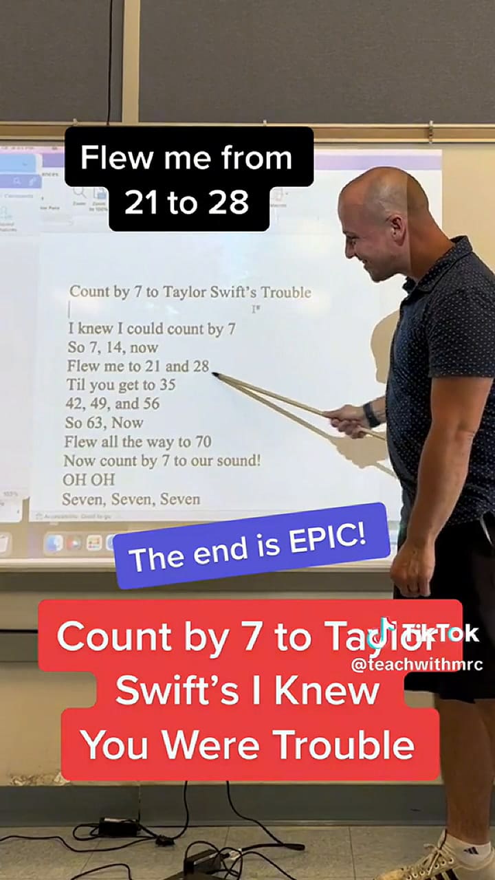 Un profesor le enseña matemáticas a sus alumnos con canciones de Taylor Swift
