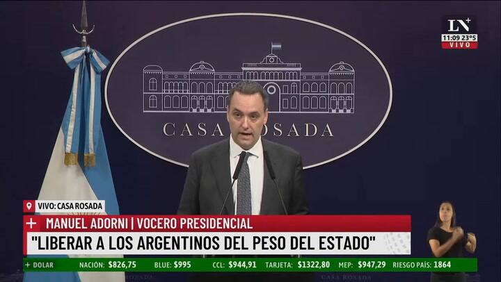 Conferencia de Manuel Adorni: se elimina la SIRA y no se renovaran contratos estatales del 2023