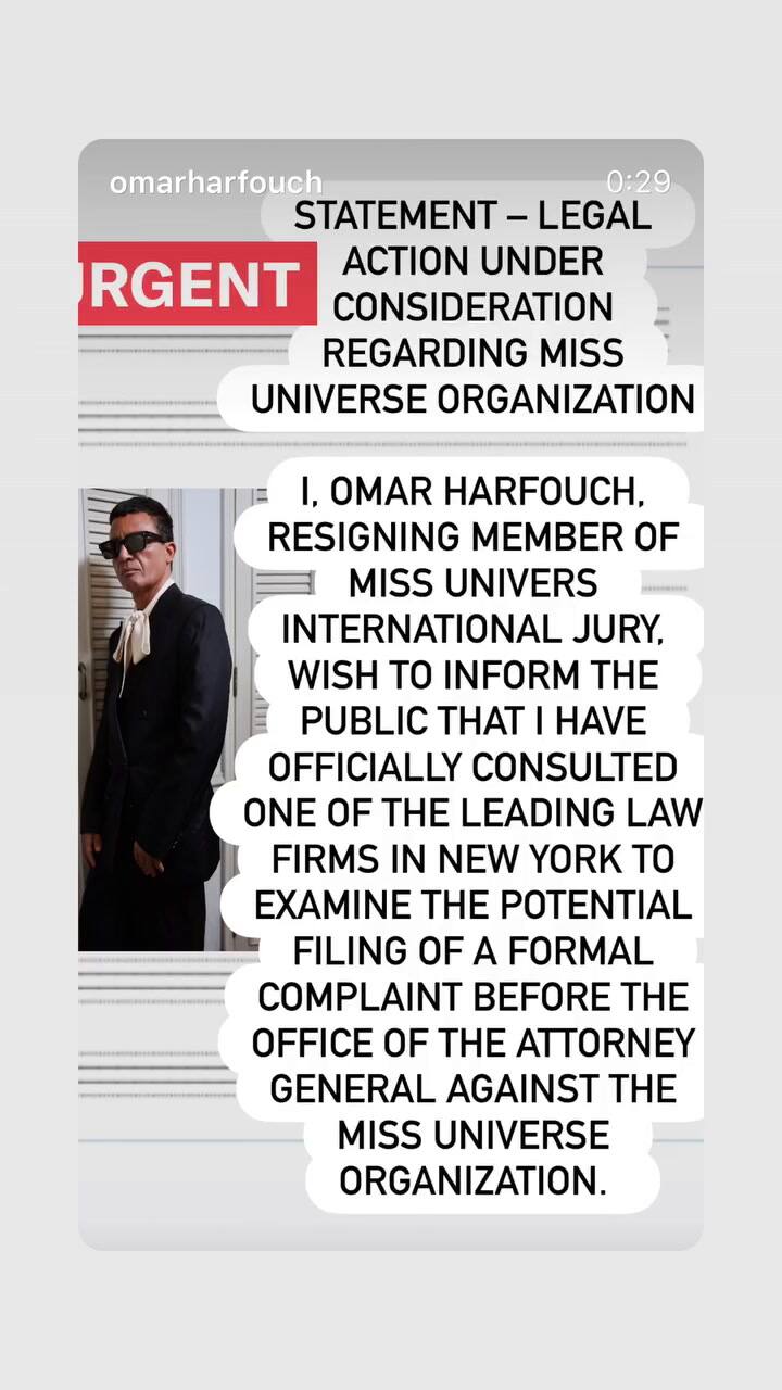 Omar Harfouch meyakinkan akan mengecam organisasi Miss Universe