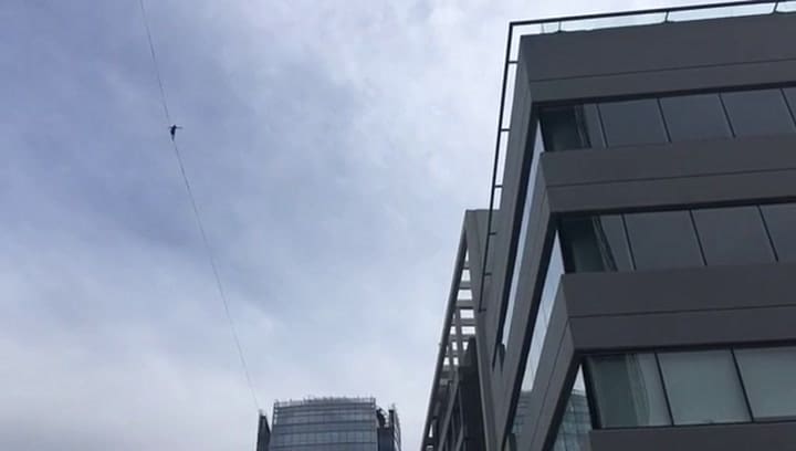 Los highliners que marcaron el récord urbano para la Argentina