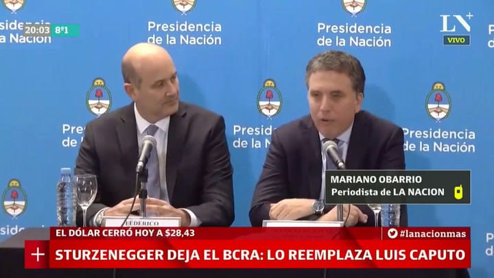 Sturzenegger deja el BCRA y lo reemplaza Luis Caputo