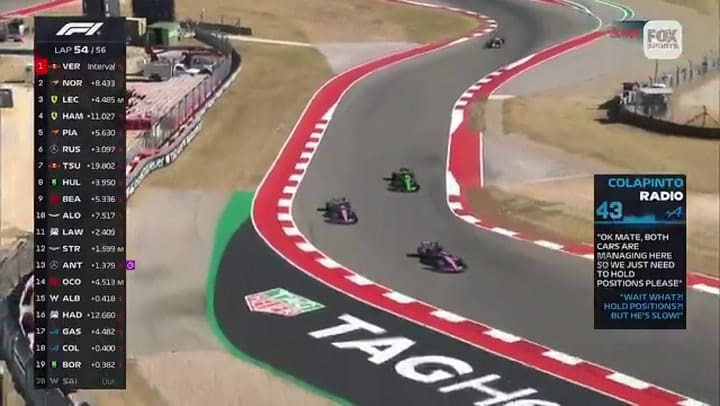 Franco Colapinto desobedeció la orden de su equipo y sobrepasó a Gasly