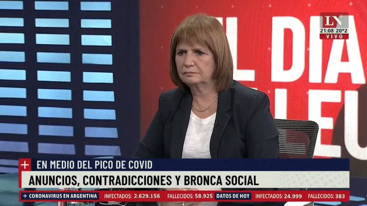 Patricia Bullrich sobre la falta de autoridad del presidente y el descontento social con las medidas
